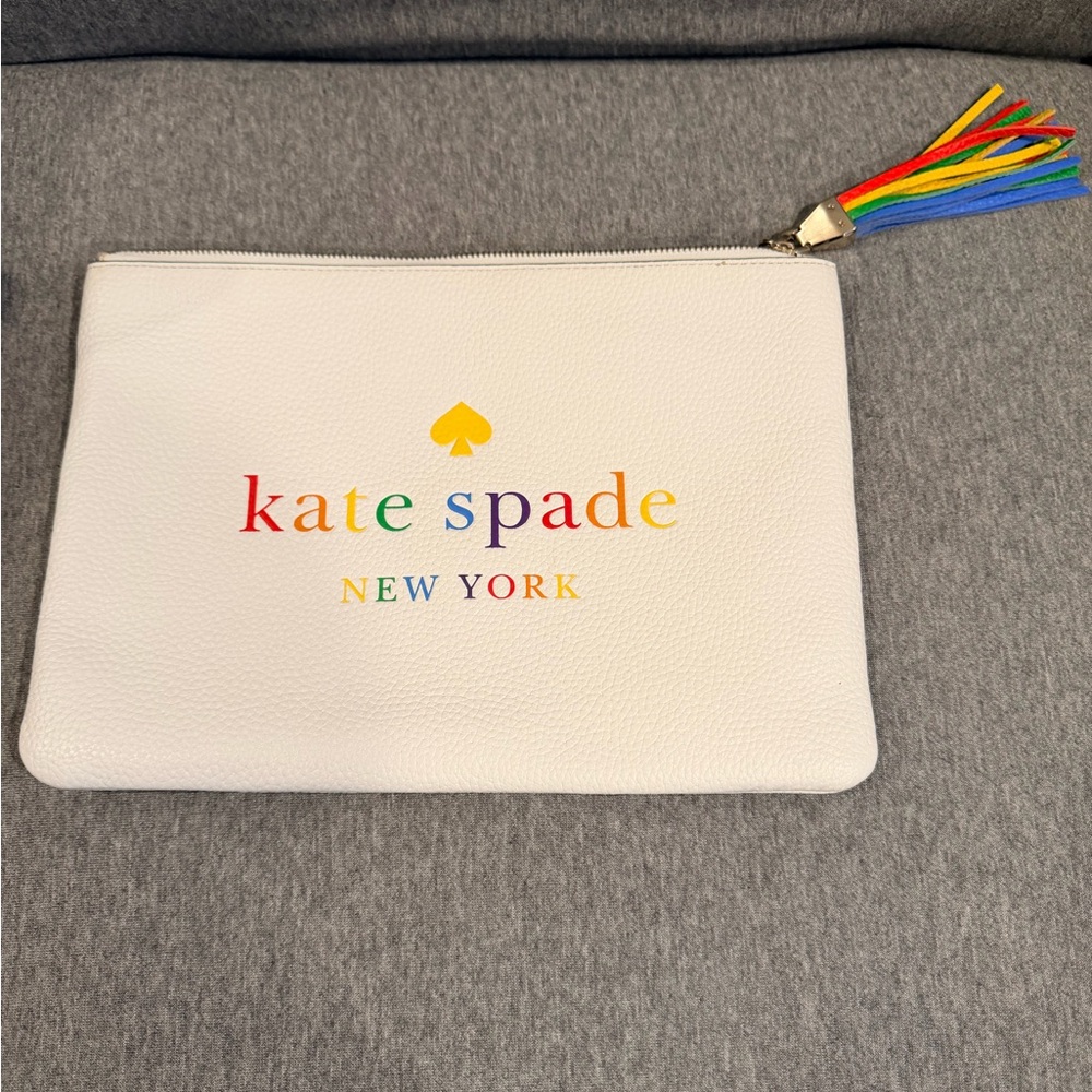 Kate Spade White Clutch with Multicolor Tassel